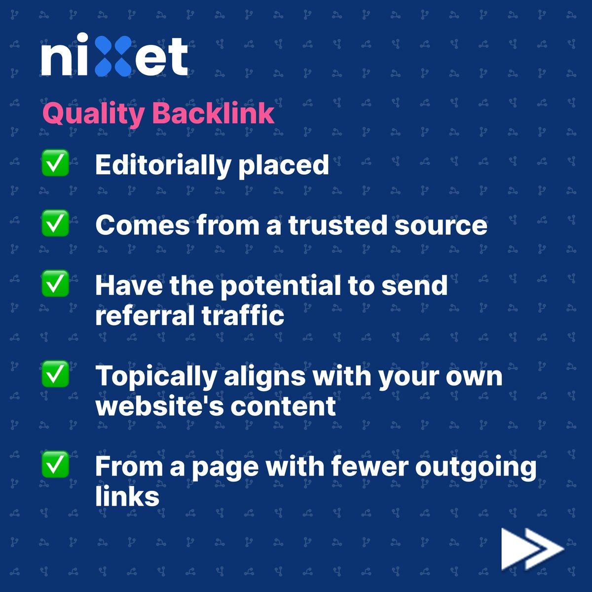 nixetofficial's tweet photo. The question we often get from our users is “What makes a backlink good or bad? What is a quality backlink?”. That’s exactly what we will try to answer in this post.

#nixet #links #linkbuilding #permalink #seo #nixetian  #backlinkseo  #toxicbacklinks #qualitybacklinks https://t.co/1qSKm3VBzY