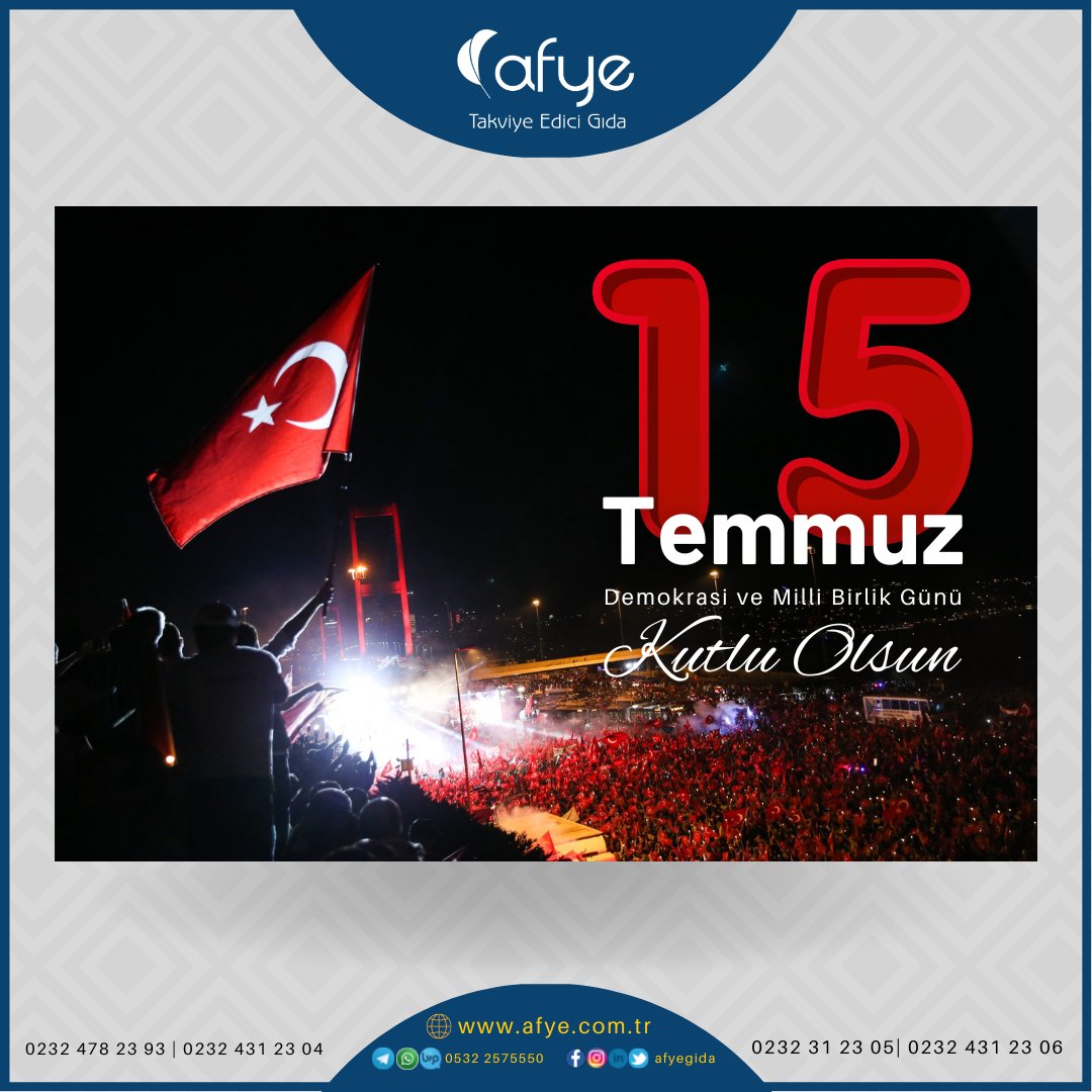 afyegida's tweet photo. 15 Temmuz Demokrasi ve Milli Birlik Günü Kutlu Olsun. 
Aziz şehitlerimizi saygıyla yâd ediyor, gazilerimize de şükranlarımızı sunuyoruz.

#afye  #bitkiselürünler #bitkiselgıdatakviyeleri #15Temmuz #Demokrasi https://t.co/C9cypfBzQQ