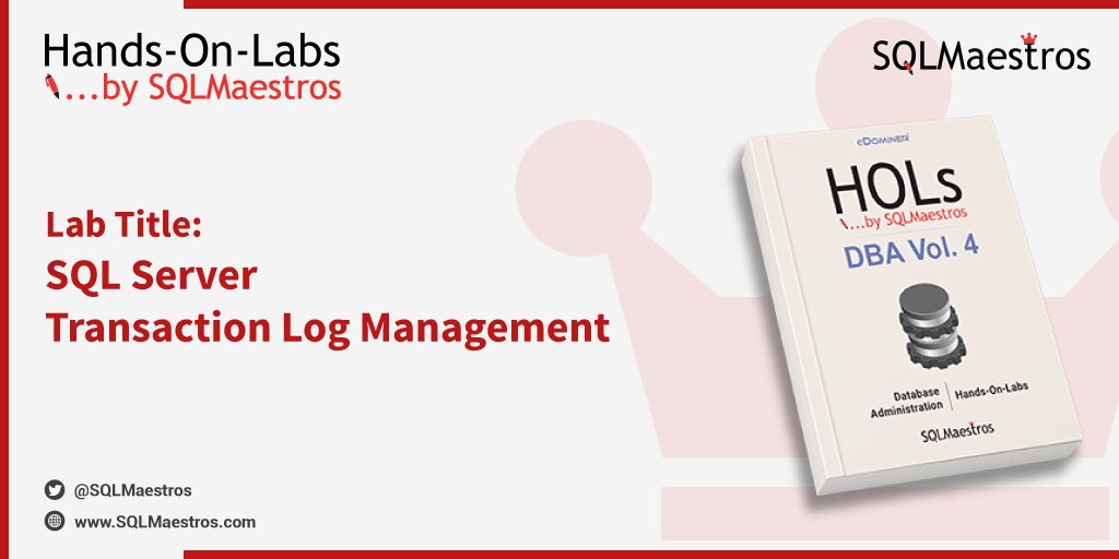 SQLMaestros's tweet photo. Hands-On-Lab of the day: SQL Server Transaction Log Management
The best way to learn is to do-it-yourself
Explore: https://t.co/8mwtbEO7bn
RT/spread the word
#SQLServer #TransactionLog #Administration https://t.co/mTX4cPMFGT