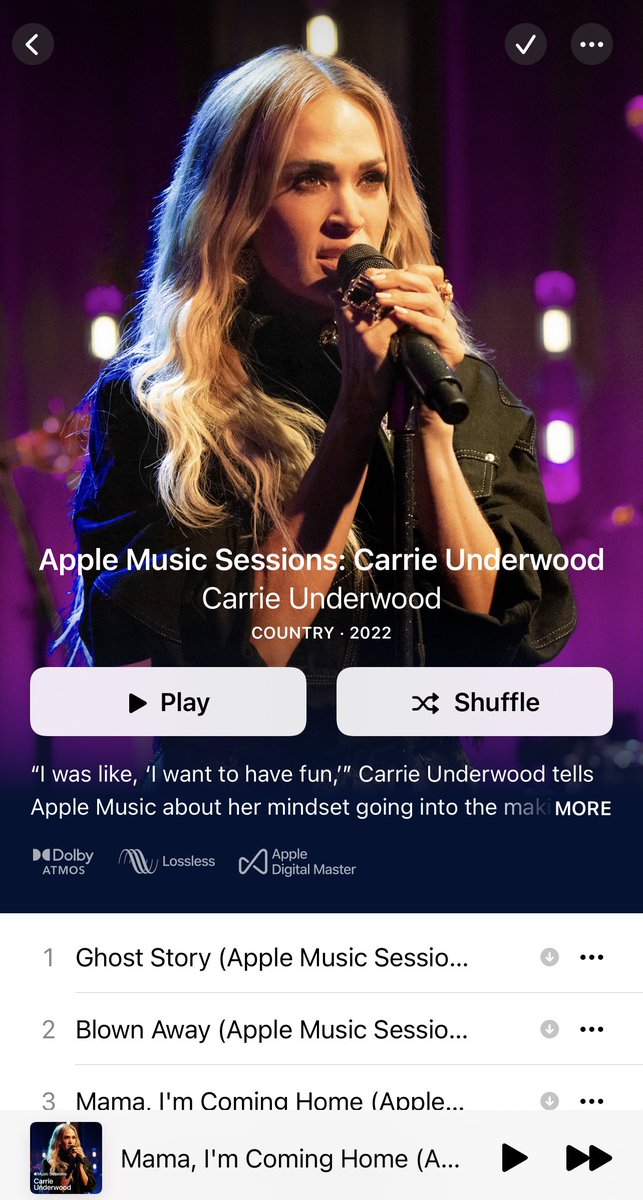 Nice surprise this popped up in my Apple Music today 👍🏻 #CarrieUnderwood @carrieunderwood #AppleMusic #applemusicsessions #countrymusic #ghoststory #blownaway #mamaimcominghome #stripped #carrie
