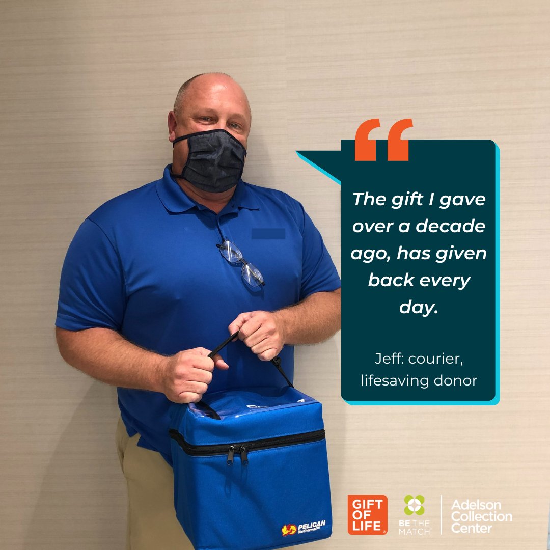 Today's #GOLHero is Jeff: a stem cell courier and lifesaving donor ✨ 

Since donating in 2009 he has dedicated his time to support our mission.

Jeff's story inspires us to continue providing high-quality stem cell collection services.

#StemCellCourier #StemCellCollectionCenter