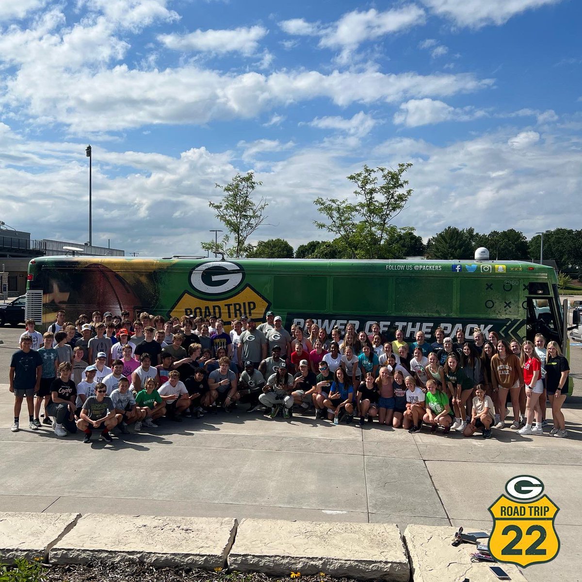 packers's tweet photo. Day 3 of the #PackersRoadTrip started by visiting Hudson High School student-athletes to discuss character &amp; leadership. 

#GoPackGo https://t.co/Il6mhgji5H