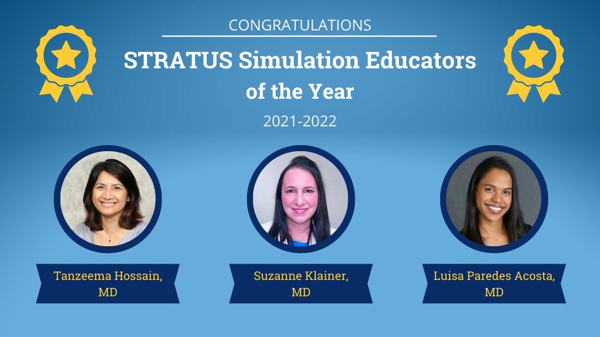 BWH_STRATUS's tweet photo. We are pleased to announce the STRATUS 2021-22 #Simulation Educators of the Year! These exceptional instructors were chosen by their colleagues and learners for their invaluable contributions to education at STRATUS! @BWHEmergencyMed @BrighamWomens @HAEMR #MedEd #MedTwitter https://t.co/igLJtdM778