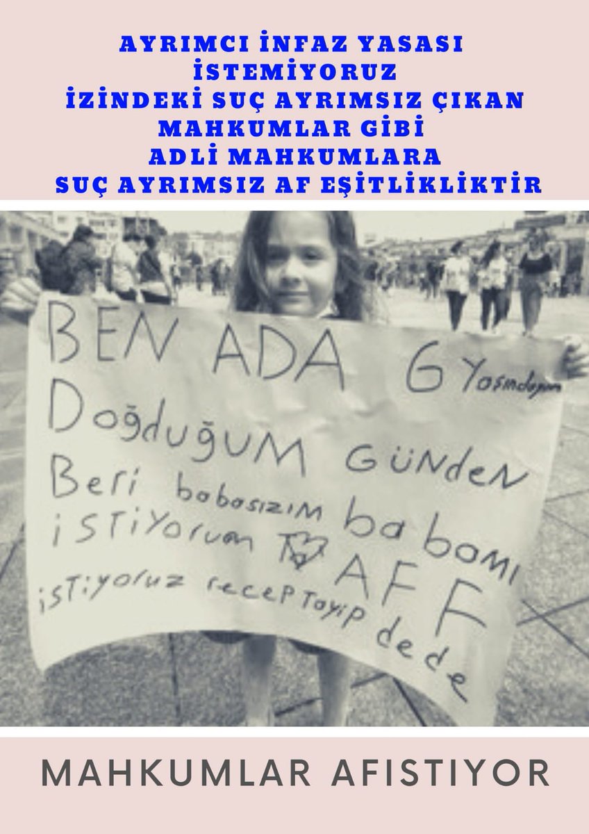 AF İSTİYORUZ 
MAHKUM COCUKLARININ GOZYASI DİNSİN O KÜÇÜCÜK YUREGIYLE SIZDEN AF BEKLIYOR YAPABILIRSINIZ😢😢🕊🕊🕊 <a href="/RTErdogan/">Recep Tayyip Erdoğan</a> <a href="/bybekirbozdag/">Bekir  Bozdağ</a> <a href="/dbdevletbahceli/">Devlet Bahçeli</a>