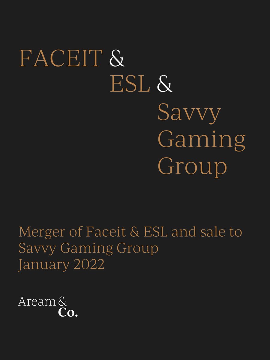 aream_co's tweet photo. Thrilled to have advised on the creation of the leading Competitive Gaming Platform. A landmark deal for the sector! https://t.co/ILp9yDAwF0