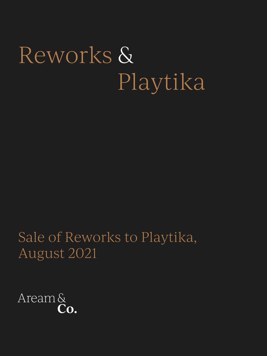 aream_co's tweet photo. We are delighted to announce the sale of Reworks to Playtika. A truly great outcome and we look forward to seeing you thrive in your new home (and its decor!). Huge congrats to both teams on making this happen. https://t.co/NPJ35a5XO1