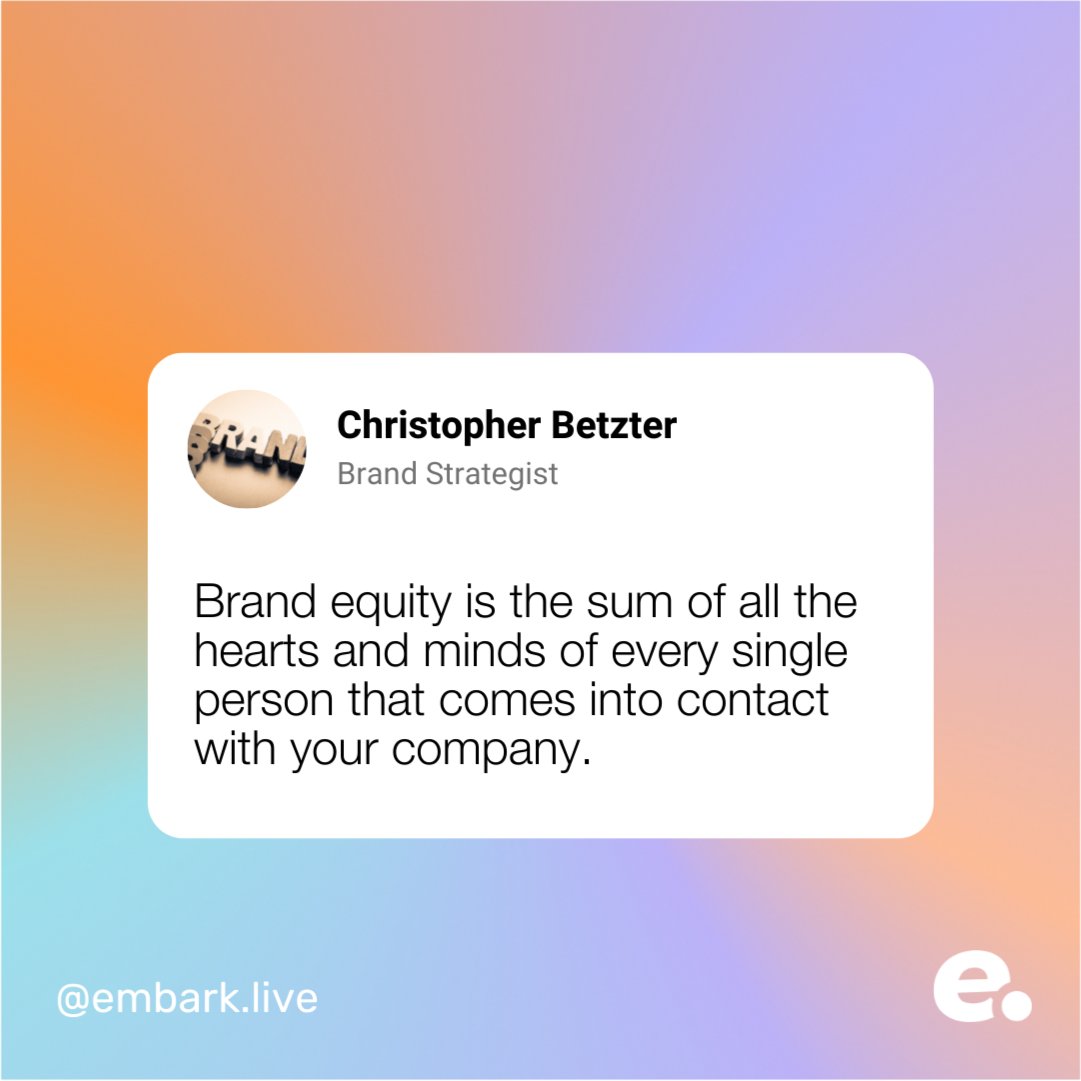 Brand equity is the level of sway a brand name has in the minds of consumers, and the value of having a brand that is identifiable and well thought of. - Marketing Evolution
Follow us for more helpful advice from industry experts <a href="/embark_live/">Embark.live</a>