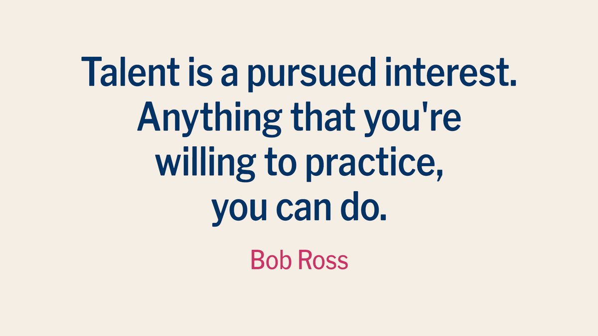 GoCalbright's tweet photo. “Talent is a pursued interest. Anything that you're willing to practice, you can do.”
- Bob Ross, painter, art instructor &amp; television host
Get started: https://t.co/lfFSWHX26O
#goals #quotes #inspiration https://t.co/qfMPiGtuyi