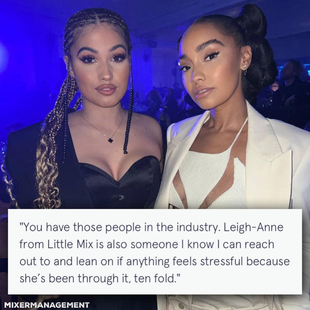 mixermanagement's tweet photo. Mabel talking about Leigh-Anne in a recent interview with The Mirror! 

Also @Mabel has just released her brand new album (About Last Night) so go check that out - https://t.co/7Kwv4dkkOv https://t.co/9xRB61vV3l