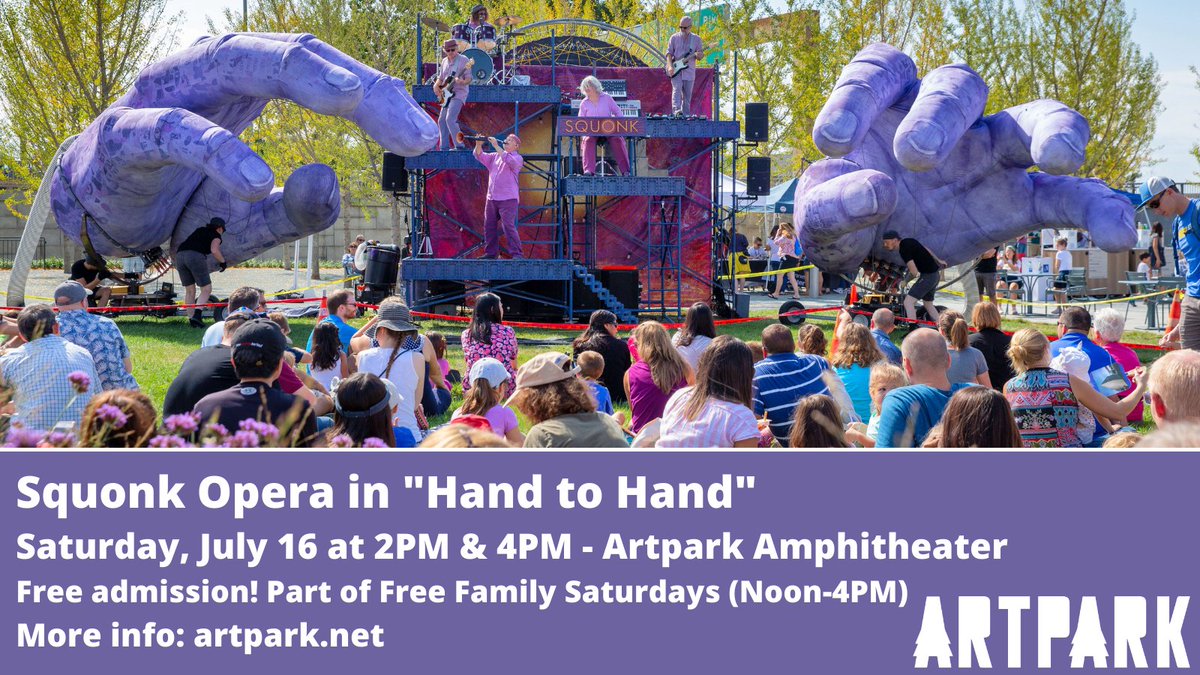 This Saturday! Squonk creates joyful, boisterous outdoor spectacles by fusing fantastical visual design, playful staging, and high-energy original music. The New York Times called Squonk “ingenious, hallucinatory and hypnotic.” artpark.net