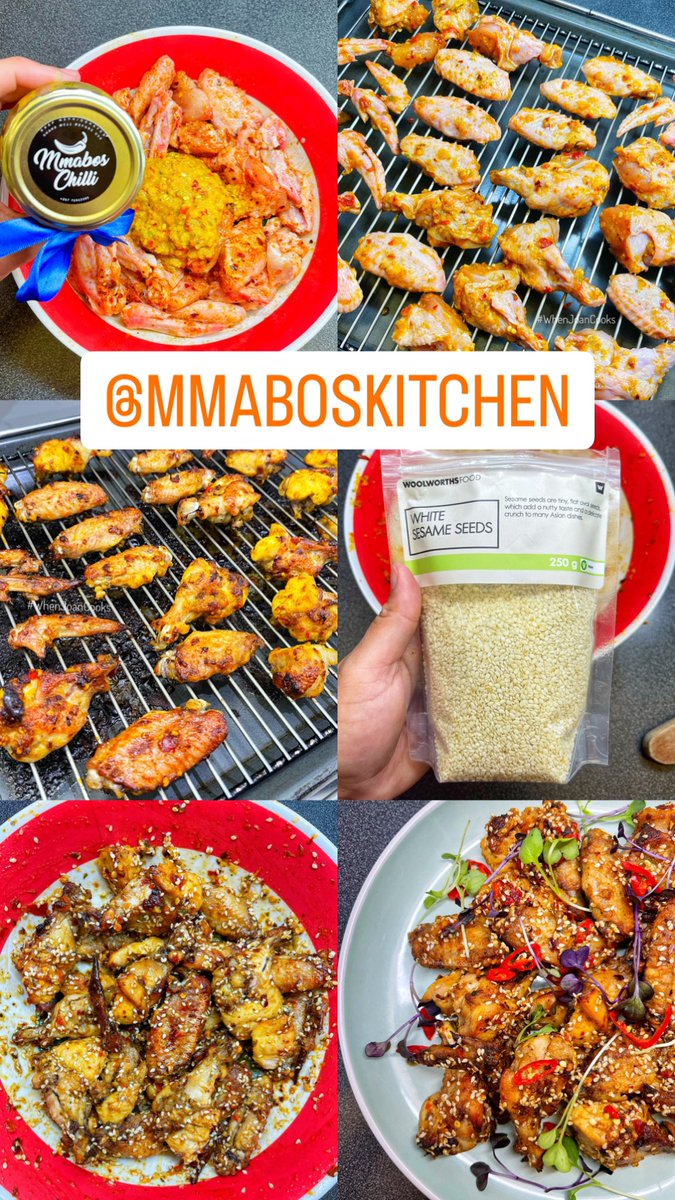 GabsDiva's tweet photo. … Chicken Wings With A Pineapple &amp; Chilli Sauce by #MmabosChilli and Sesame Seeds 😁🤌🏼🔥💙 … 
#WhenJoanCooks #MmaboThings https://t.co/3k2fNU99mt