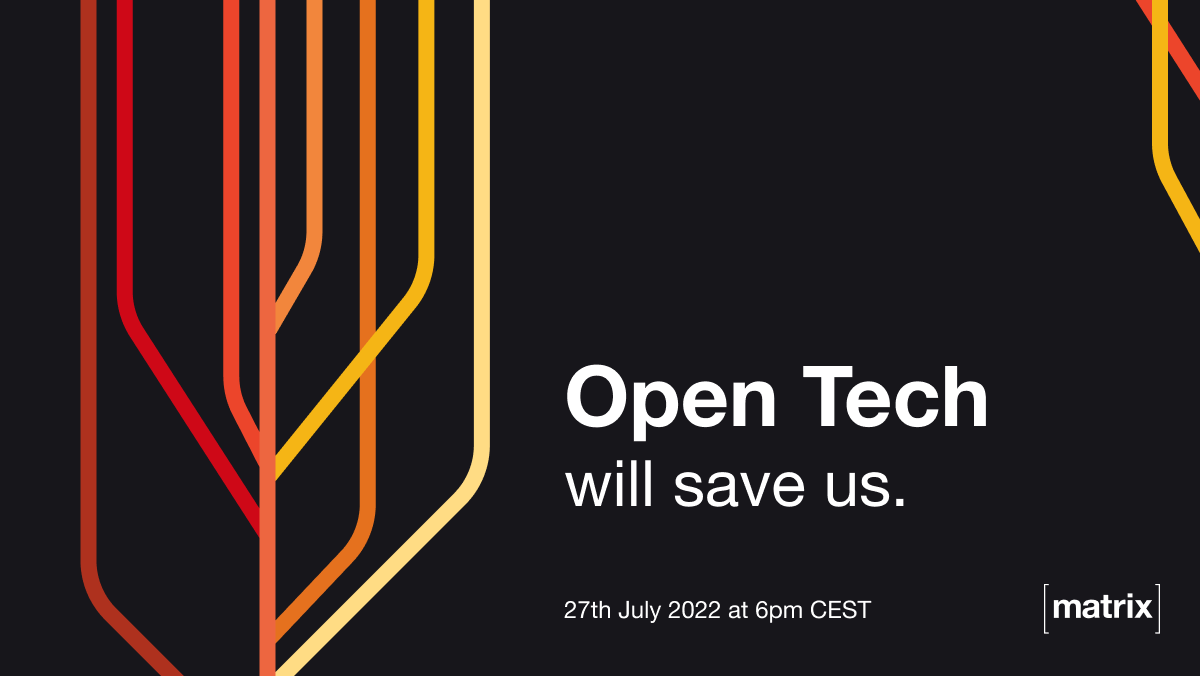 matrixdotorg's tweet photo. Our live show on the social impact of open tech returns on July 27. What is a platform, who are they for, are Linux or even the Web platforms?

Let's find out with the fantastic folks of @kdecommunity, @gnome and @element_hq!

Questions &amp; details below ⏬ https://t.co/G9QB9gzHjl