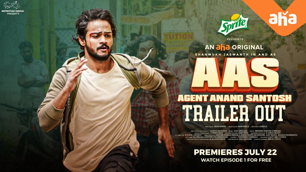 ursniresh's tweet photo. #AAS : #AgentAnandSantosh premieres July 22nd on @ahavideoIN.

Trailer : https://t.co/oLmHRGJEUk

@infinitummediaa @shannu__7 https://t.co/7akk6TQjZy