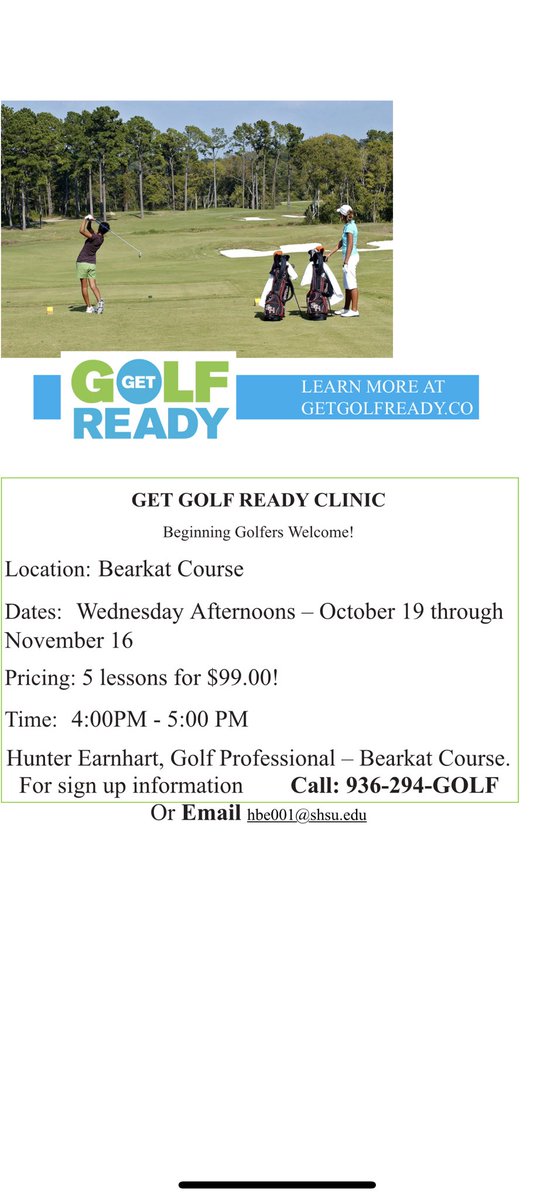 Our Get Golf Ready Clinic dates are up for the fall semester! Give us a call to signup!
