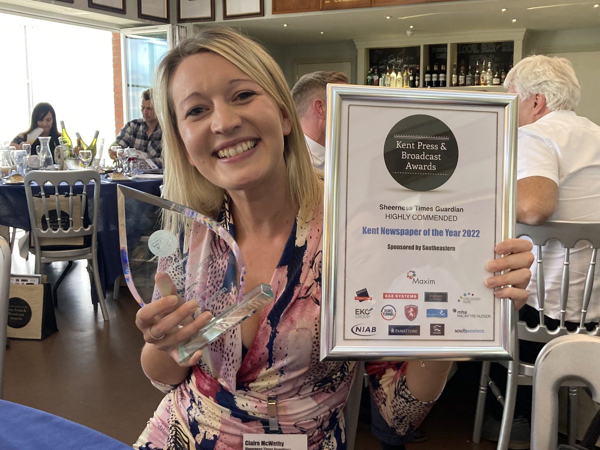 Double whoop whoop! <a href="/TimesGuardian/">Sheerness Times Guardian</a> named runner-up Newspaper of the Year in Kent Press &amp; Broadcasting Awards with <a href="/CMcWethyKM/">Claire McWethy</a> and <a href="/Megan___C/">Megan Carr</a>  - and Kent Messenger named Newspaper of the year thanks to <a href="/deatonNT/">Denise Eaton</a>