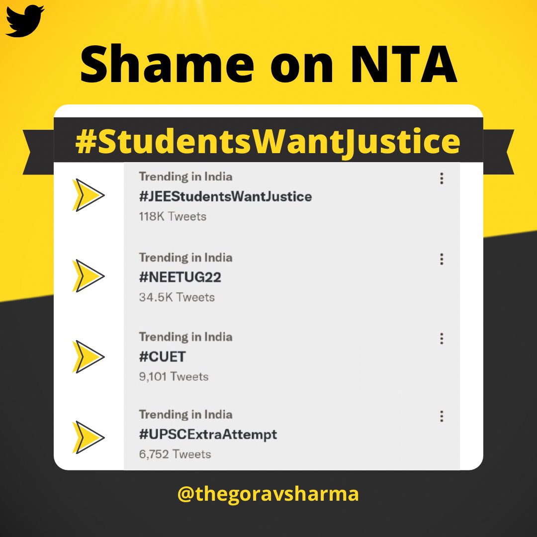 That’s our education system. . . #CUET #NEETUG2022 #ShameOnNTA #UPSCExtraAttempt #JEEStudentsWantsJustice #JEEMains2022ExtraAttempt