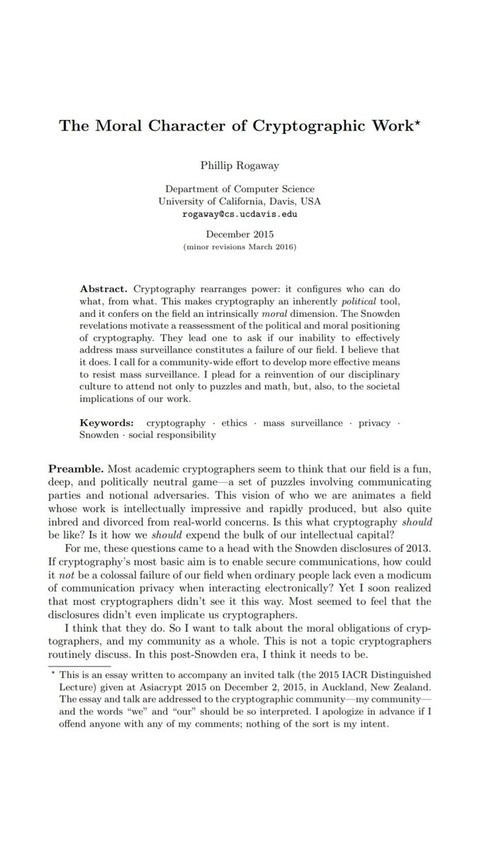 the moral character of cryptographic work should be required reading