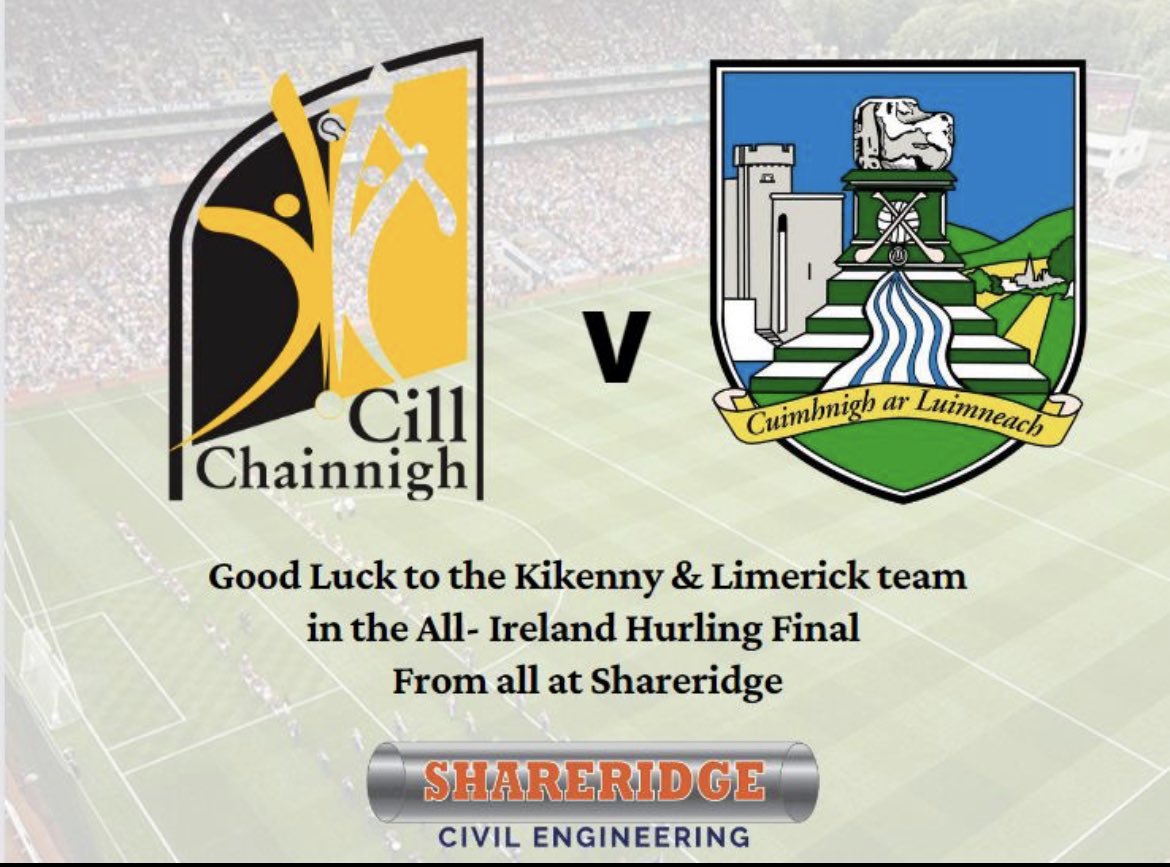shareridge's tweet photo. Excitement is building in our Regional Offices in #Kilkenny and #Limerick today ahead of this weekends #AllIrelandHurlingFinal 
Wishing both teams the best of luck on Sunday from all at #Shareridge! May the best team win!! 
#gaa #hurling #allireland2022 #champions #support https://t.co/B4qseZWX0u