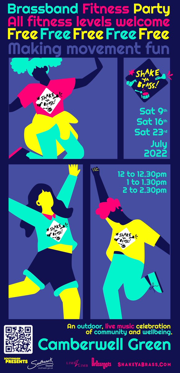 You know what's happening.... Saturday 16th July. Camberwell Green. BRASSBAND FITNESS PARTY!
<a href="/brassrootsmusic/">BRASSROOTS</a>
<a href="/SouthwarkEvents/">Southwark Presents</a>