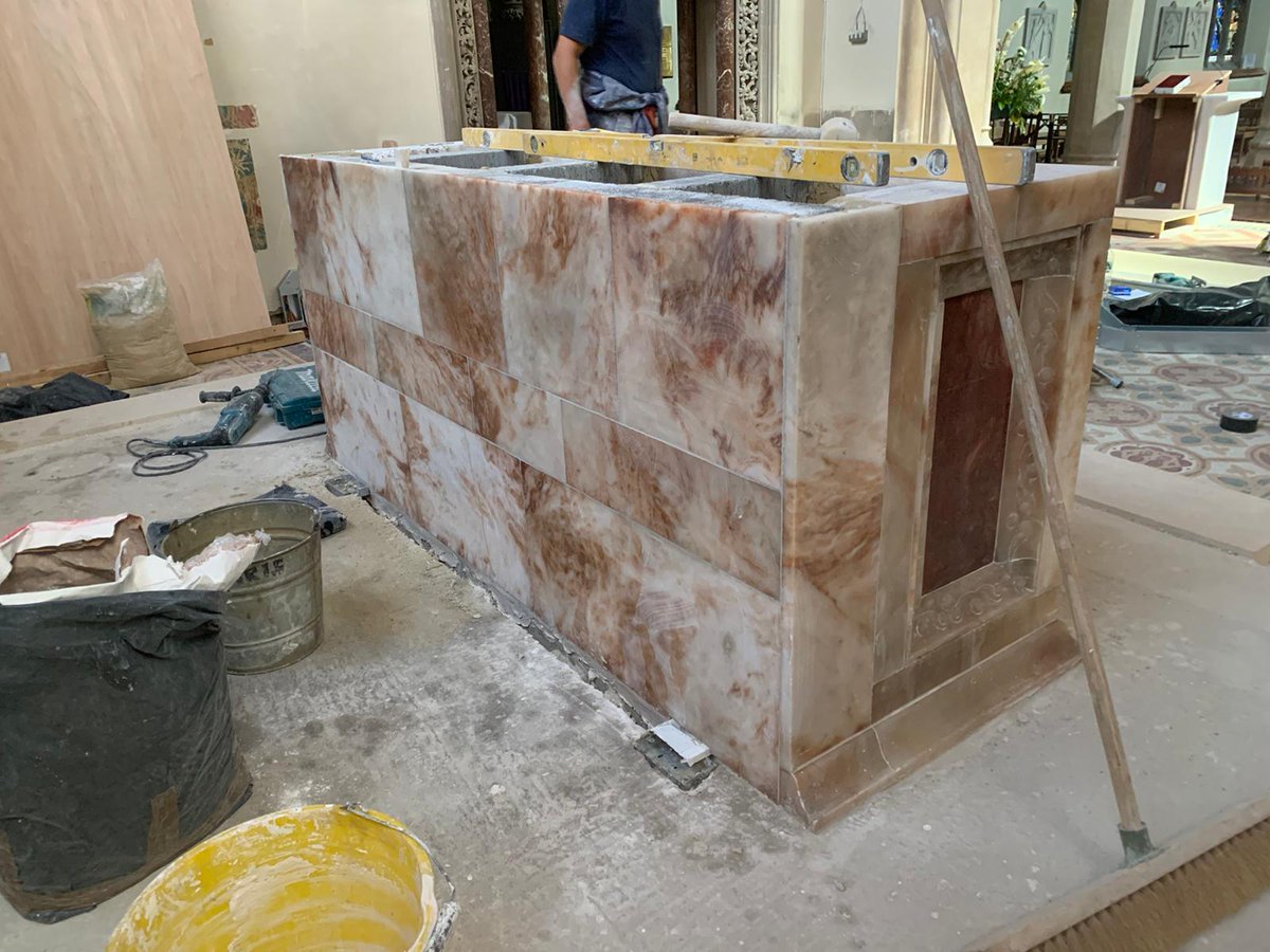 One new altar!
The mensa (top) is being made and we'll keep you posted with the finished piece, as it arrives.
Thank you again to <a href="/matherellisltd/">Mather and Ellis Ltd</a>  for their wonderful work, enabling a stunning piece to be given a new lease of life with us at The Cathedral. 🙏