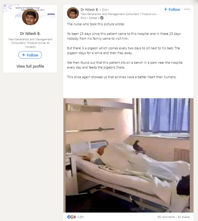 Blaberco's tweet photo. 2091 likes and growing for this outrageous #LinkedIn lie. https://t.co/uIQgjpO6lc