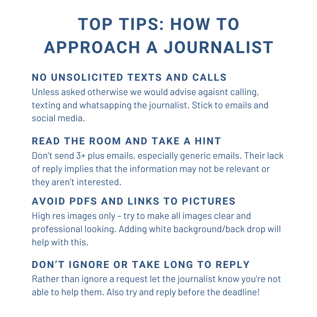 MediaMatchMaker's tweet photo. After reading what journalists have had to say, Media Matchmaker have created some do's and don'ts when creating a relationship with journalists!
#PRTips #MarketingTips #MediaMatchmaker https://t.co/sCyRkkSbio