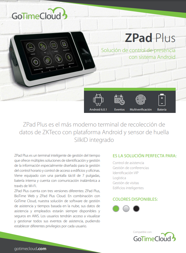 ZKTeco_Europe's tweet photo. Queremos ayudar a las empresas, pymes y autónomos a #digitalizar su negocio. Por eso hasta el 31 de agosto regalamos un año de #GoTimeCloud 💼☁️ (plan de 10 o 25 empleados) al comprar un terminal #ZPadPlus para el #controlhorario de tu empresa → https://t.co/NN0MIp1fpP https://t.co/KrO3MJ8MXR