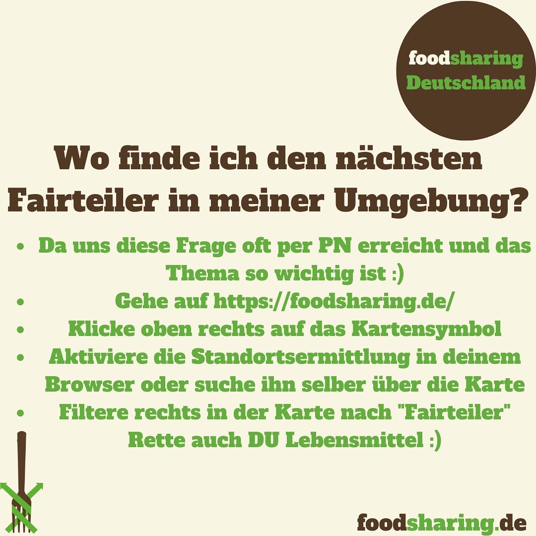 Ihr wollt wissen wo der nächster #Foodsharing #Fairteiler in eurem Ort steht? Hier steht's :) /NT