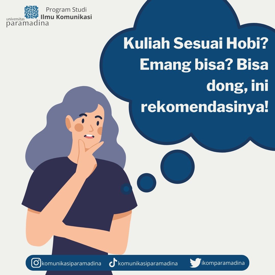 ikomparamadina's tweet image. Mengembangkan hobi melalui jalur perkuliahan? Emang bisa? Bisa banget lah. Sini Minkom bisikin jurusan yang sesuai dengan hobi kamu. Yuk dicek😉

#prodi #programstudi #hobi #akademik #universitas #rekomendasijurusan #ilmukomunikasi #universitasparamadina #kampusjakarta