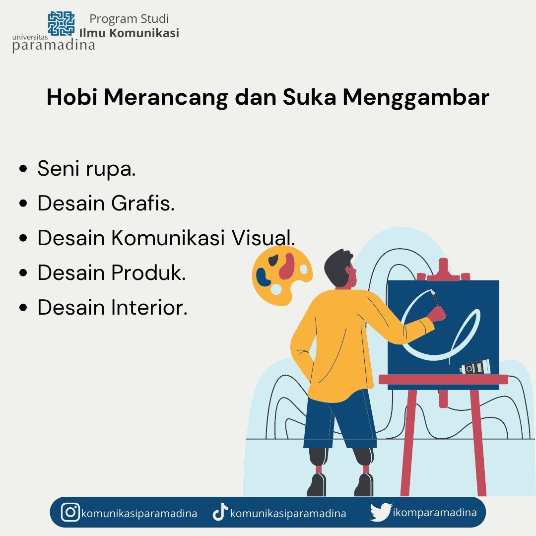 ikomparamadina's tweet image. Mengembangkan hobi melalui jalur perkuliahan? Emang bisa? Bisa banget lah. Sini Minkom bisikin jurusan yang sesuai dengan hobi kamu. Yuk dicek😉

#prodi #programstudi #hobi #akademik #universitas #rekomendasijurusan #ilmukomunikasi #universitasparamadina #kampusjakarta