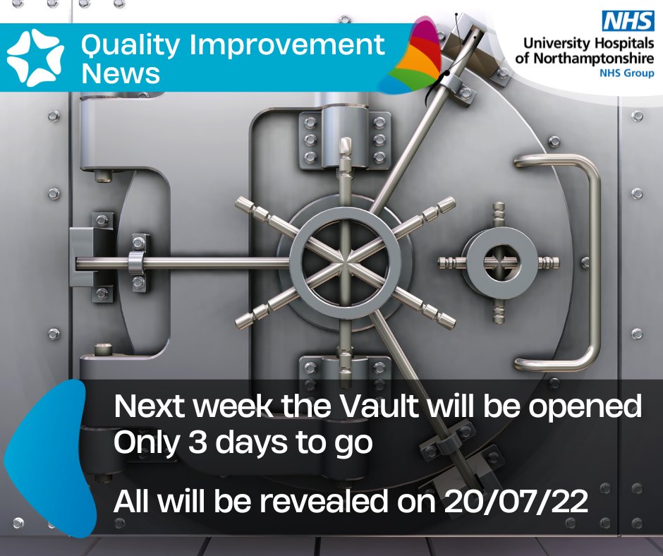Just 3 Days to go until we reveal wants in the Vault!🎉
We think your going to Love it UHN!🥳 
Remember Send us a short video about a little improvement that would make a BIG difference and we will let you know a day early! Email your videos to: Jake.harrison1@nhs.net