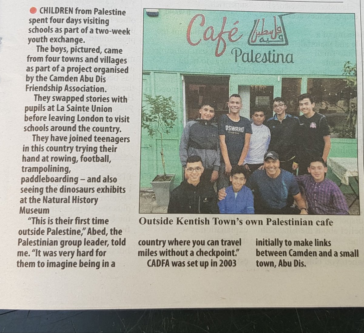 Camden Abu Dis (@camdenabudis) on Twitter photo Camden New Journal  records the amazing youth visit... Camden New Journal  records the amazing youth visit...