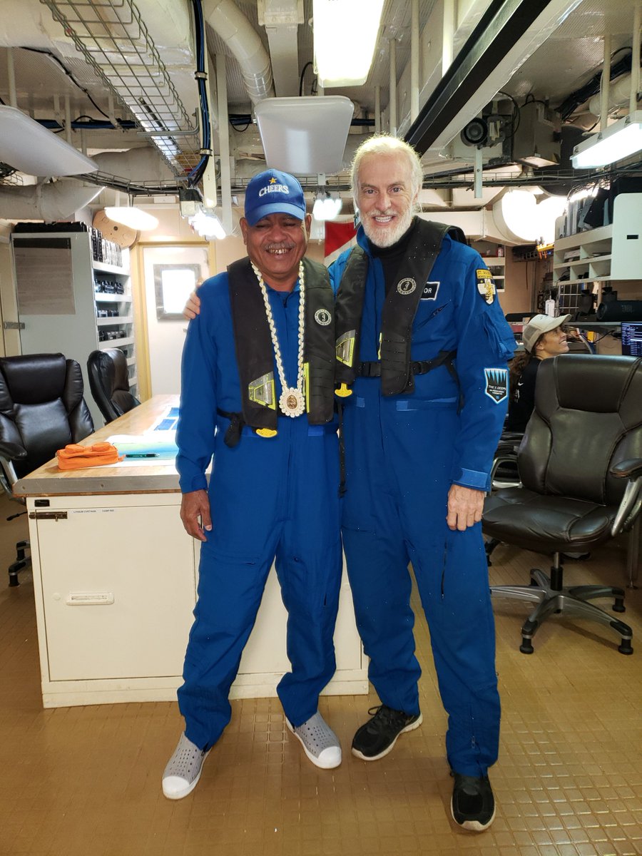 VictorVescovo's tweet photo. Yesterday, piloted the first human descent of the Yap Trench (SW of the Mariana Trench) with Master Navigator Sesario Sewrawul of the Federated States of Micronesia. We conducted a full 3km traverse of the trench and ascended a 1000m wall on its eastern side. Max depth of 8934m. https://t.co/UQkWHRetPC