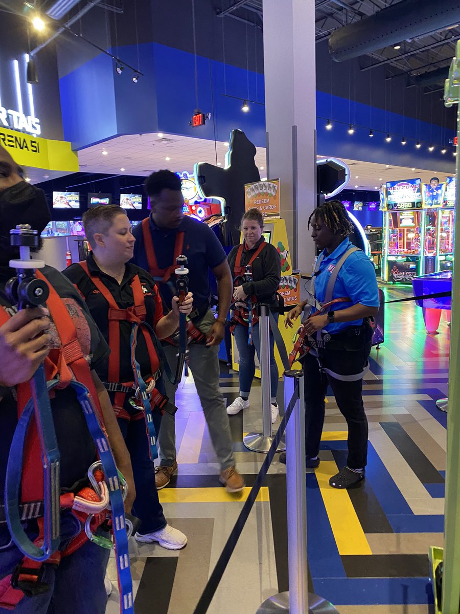 lrrazorback's tweet photo. Lunch and Leadership Learning via the gravity ropes course at Main Event! https://t.co/htvU4K68iC