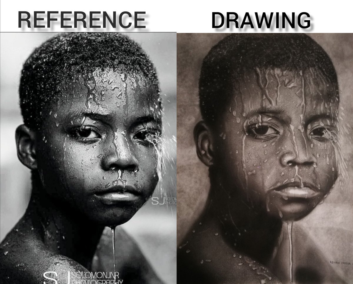 Iam_Kenaan's tweet photo. REFERENCE vs DRAWING
My fourth Wet Face Potrait attempt. It's not about being the best. It’s about being better than you were yesterday.
Follow me on insta: @kenanchiposa
#Charcoalandgraphite #Artist #pencildrawing #Malawian #Referencevsdrawing https://t.co/jkmAlTtZSE