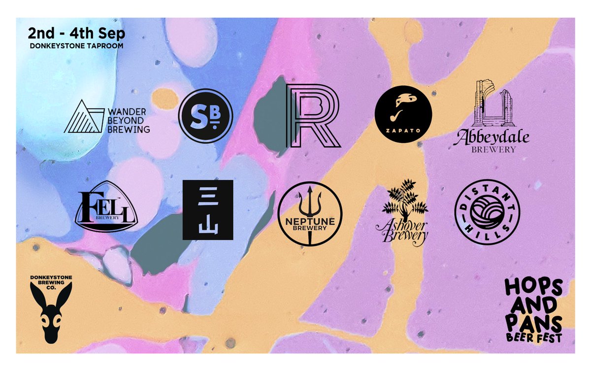 Our second drop of brewery announcements for our Hops and Pans beer festival this September! Featuring exceptional pours from <a href="/wanderbeyond_/">Wander Beyond Brewing</a> <a href="/SaltaireBrewery/">Saltaire Brewery</a> <a href="/RunawayBrewery/">The Runaway Brewery</a> <a href="/zapatobrewing/">Zapato Brewing</a> <a href="/AbbeydaleBeers/">Abbeydale Brewery</a> <a href="/FellBrewery/">Fell Brewery</a> <a href="/threehillsbrew/">Three Hills Brewing</a> <a href="/neptunebrewery/">Neptune Brewery</a> <a href="/AshoverBrewery/">Ashover Brewery</a> <a href="/DHBrewing/">Distant Hills Brewing</a>