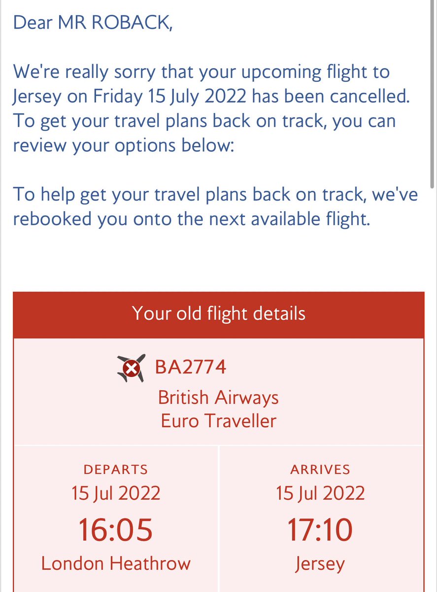 3 hours and 40 minutes before take off and re-booked onto a new flight tomorrow at 6pm. 

You absolute beauty <a href="/British_Airways/">British Airways</a> 👌🏼