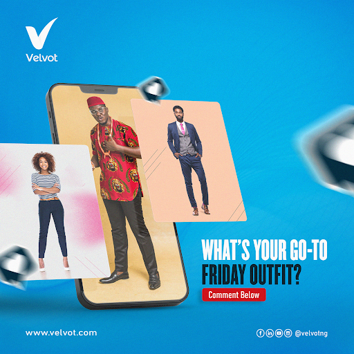 Velvotdotcom's tweet photo. Let us know in the comment section what outfit you prefer to wear on Fridays.

#velvot #velvotng #yourdigitalstrategy #friday #microsoftpartner #fridayposts #fridayoutfits #techies #techcompany https://t.co/5SpDdiulm0
