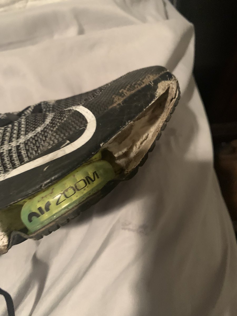 laa111's tweet photo. @Nike @crazylongjumper @Nike my 15 y/o son purchased these Air Zoom Tempo running shoes for his cross country season. They didn’t even last 60 days. Huge chunks of the shoe fell off and the sole is completely separating from the shoe. Don’t charge $180 for shoes that are garbage! https://t.co/sRMX7CwnDs