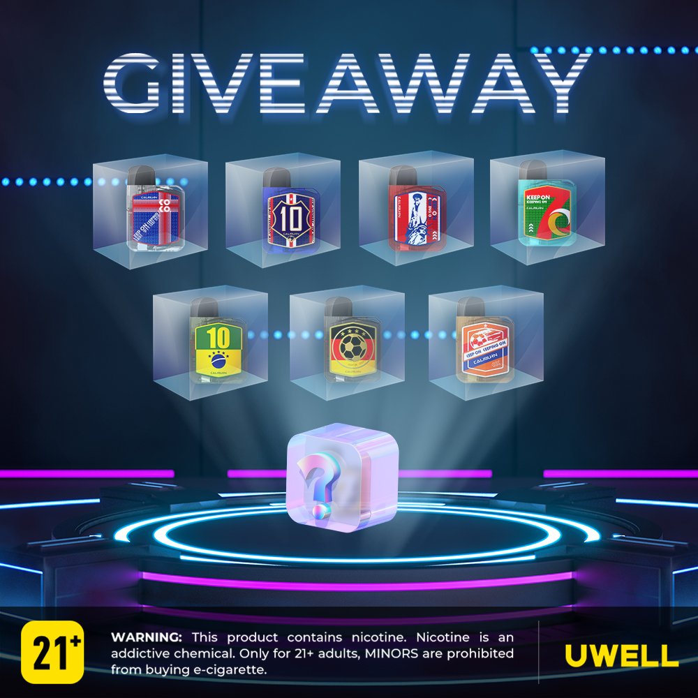 #GIVEAWAY #CALIBURNKOKOPRIMEVISION
#Uwell7thAnniversary #Mysterybox #Uwell #UWELLTECH #giveaway

A gift from the future! CALIBURN KOKO PRIME VISION Giveaway Event!

To Enter: 
-Comment,RT,Likes
-@5Friends

Gifts: 
- 1 Mysterybox KOKO Prime vision
- 5 Fans

End Date:
-7.23