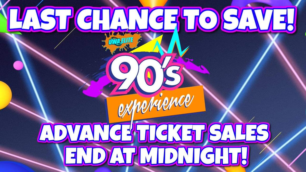 UWAElite's tweet photo. #90sExperience takes place tomorrow night, July 16th at 6:30pm from the South River VFW. VIP Ringside, General Admission, and Family 4-Packs are all available right now at discounted rates exclusively on https://t.co/ogdF9zhJK3... but only until Midnight Tonight! https://t.co/jot0JKqJIm
