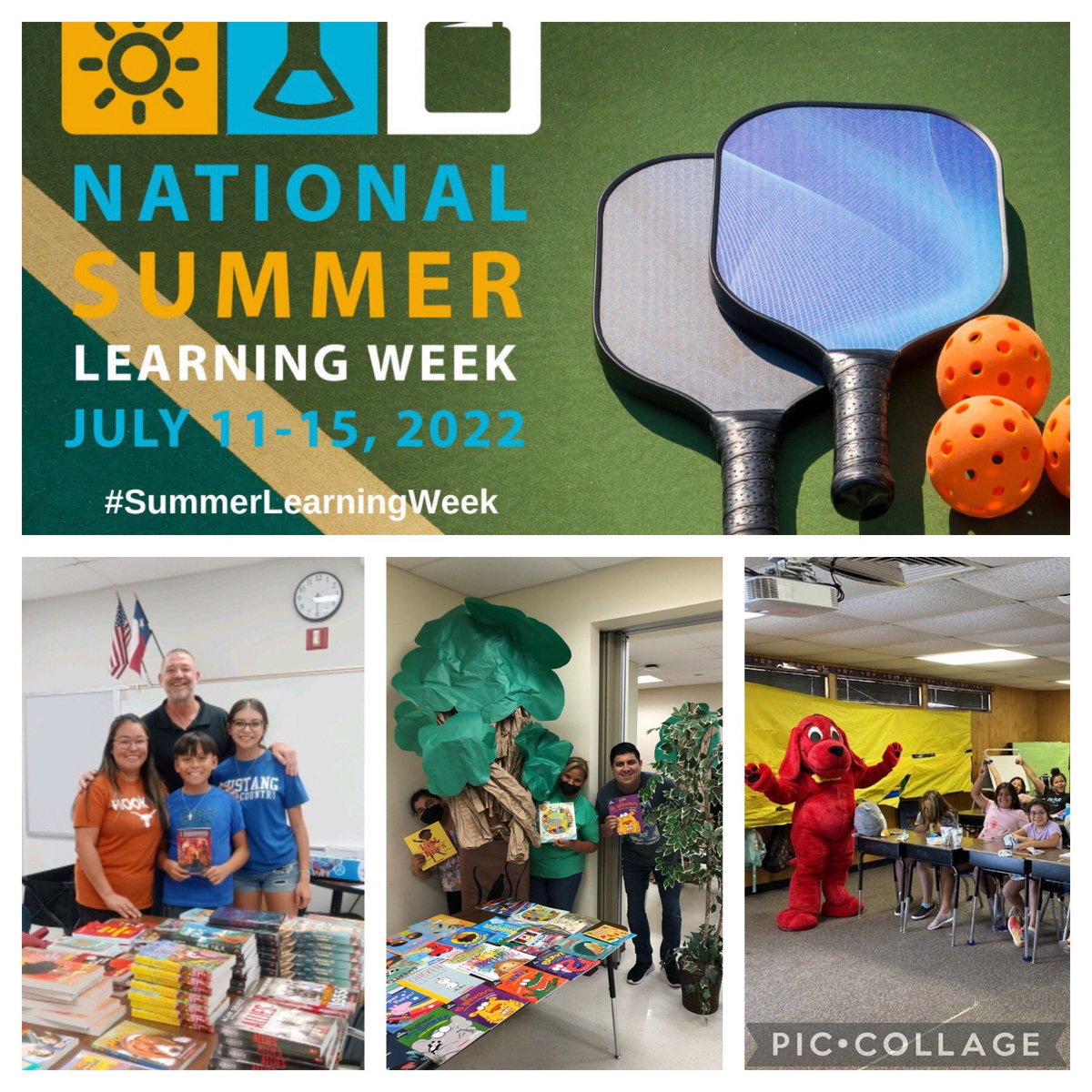 NISDLearningTre's tweet photo. Summer is the perfect time for young people to reignite their love of reading! In our ACE summer program, students engaged in literacy activities & participated in a book giveaway for families! Clifford dropped by for a visit too! #SummerLearningWeek ☀️ https://t.co/XdXtzrBBxB