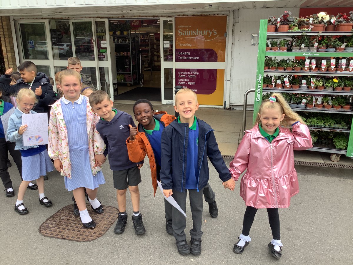 throckleyprim's tweet photo. Year 2 have been at @sainsburys this morning raising money for St Mary the Virgin Church in Throckley. Their goal is to raise enough money to fix the broken stained glass window. They will be back this afternoon to get more donations! @Revalliharding #ThriveAtThrockley https://t.co/4IQvttVzx6