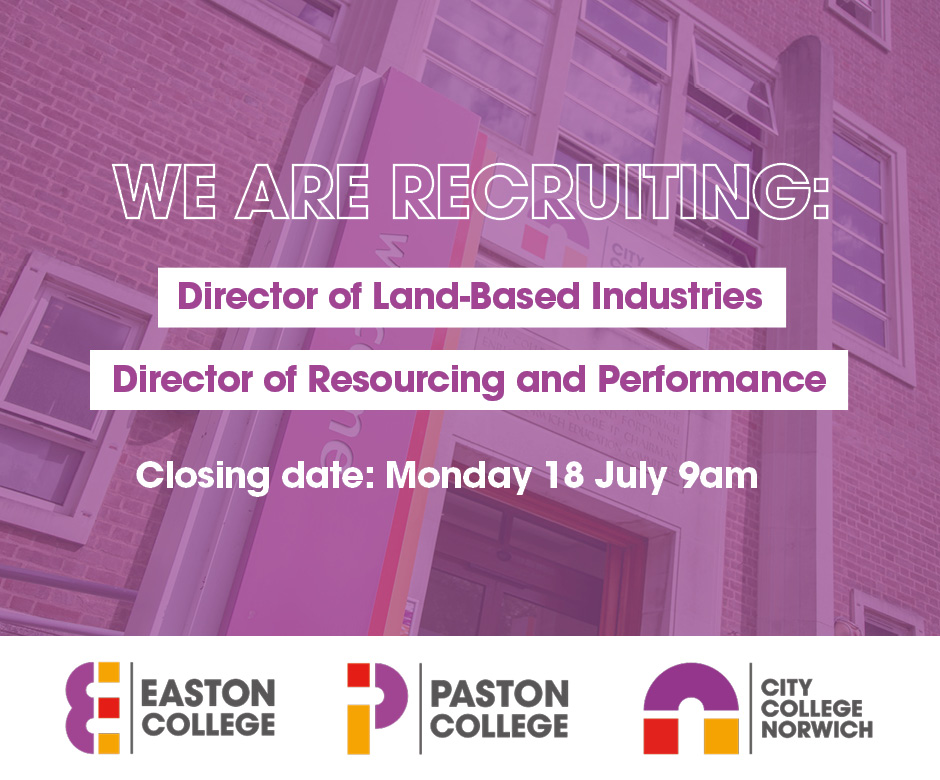 norwichcollege's tweet photo. Applications close on Monday for our two director roles to support work across City College Norwich, @easton_college and @PastonCollege. 

Find out more: https://t.co/jhUYUPIIym

#educationjobs #workingineducation #Norfolk #EduJobs #FE #Norwich #jobs #teaching https://t.co/5y8C3cIvLK