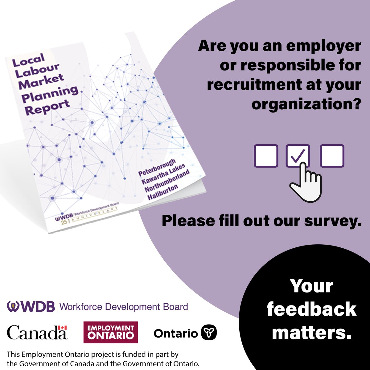 Employers: We want to hear from you! 

Take our survey to help inform our Local Labour Market Planning Report.  It is important to hear from businesses of all sectors and sizes. Your feedback matters!

bit.ly/LLMPsurvey22-23  

#LLMPsurvey #TeamWDB
