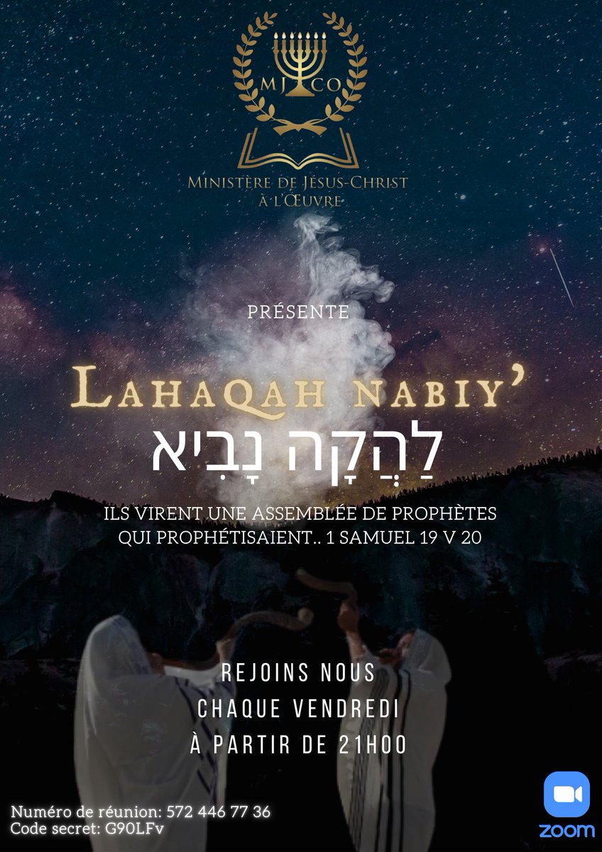 CLEAMINISTERE's tweet photo. Vendredi et en vie! Merci Jésus🤲🏾Donc comme chaque Vendredi on ce retrouve sur ZOOM à partir de 21h pour notre programme "l'assemblée des prophètes"🌪️
Venir écouter des Nabiy? NON!
Venir écouter Dieu au travers des Nabiy? OUI! #Jesusseul #Aluilagloire https://t.co/1ZevNDzJJZ