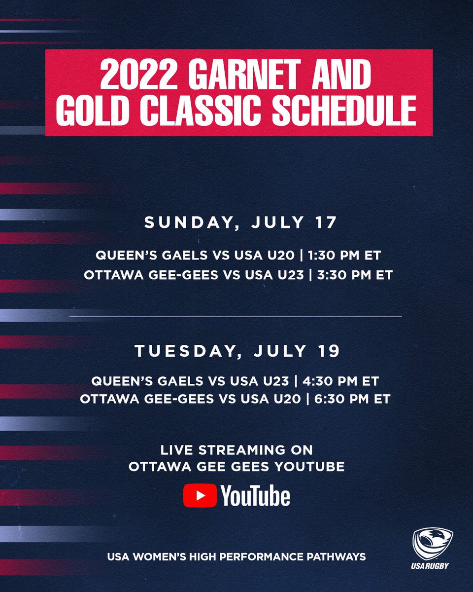 USARugby's tweet photo. 2022 Garnet and Gold Classic kicks off on Sunday with score updates on USA Rugby social media. 

Watch LIVE ➡️ https://t.co/UWGRddbFgq… https://t.co/JoHHIg5fhm