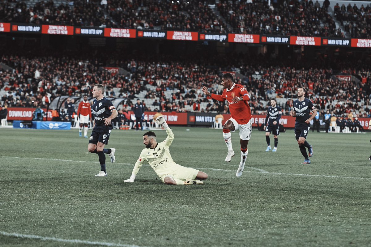 ManUtd's tweet photo. Nicely finished, @MarcusRashford 🎯

#MUFC || #MUTOUR22 https://t.co/kBMOI6zTmr