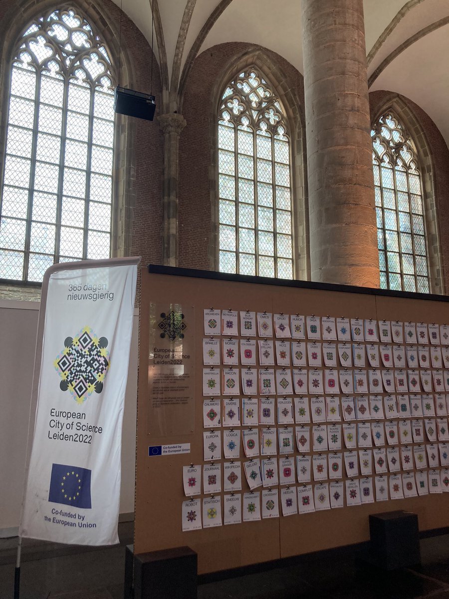 MaaikevanRest's tweet photo. #ESOF2022 at our beautiful #Pieterskerk in #Leiden showing a curiosity calendar for 2022: #365days of historical and modern #inventions related to Leiden! #cityofscience @ESOF_eu https://t.co/lhGAB01jm9