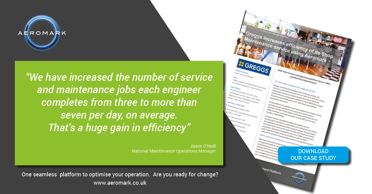 Eliminate unproductive time in the field and back office.  Our customers report productivity improvements of 50% to 146%. Read how #Greggs achieved 146% productivity in delivery of its shop maintenance service.
bit.ly/GreggsCaseStudy
#FieldServiceManagement #FieldAssetManagement